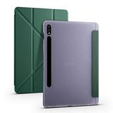 Elfia Samsung Galaxy Tab SM-T870 T875 ile Uyumlu Kılıf Silikon Yumuşak 4 Farklı Stand Olabilen Kalem Bölmeli Kapaklı Tablet Kılıfı Koyu Yeşil