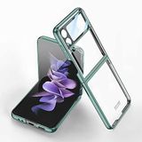 Elfia Samsung Galaxy Z Flip 4 ile Uyumlu Kılıfı Şeffaf Kamera Lens Korumalı Sert İnce Kapak Kıpta Koyu Yeşil