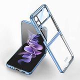 Elfia Samsung Galaxy Z Flip 4 ile Uyumlu Kılıfı Şeffaf Kamera Lens Korumalı Sert İnce Kapak Kıpta Mavi Açık