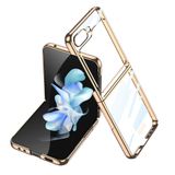 Elfia Samsung Galaxy Z Flip 5 ile Uyumlu Kılıfı Şeffaf Kamera Lens Korumalı Sert İnce Kapak Kıpta Gold