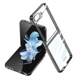 Elfia Samsung Galaxy Z Flip 5 ile Uyumlu Kılıfı Şeffaf Kamera Lens Korumalı Sert İnce Kapak Kıpta Siyah