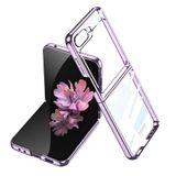Elfia Samsung Galaxy Z Flip 6 ile Uyumlu Kılıfı Şeffaf Kamera Lens Korumalı Sert İnce Kapak Kıpta Mor
