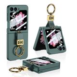 Elfia Samsung Galaxy Z Flip 7 FE ile Uyumlu Kılıfı Kamera Lens Korumalı Yüzüklü Stand Olabilen Mat Renkli Sert Silikon Kapak Kıpta Koyu Yeşil