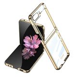 Elfia Samsung Galaxy Z Flip 7 FE ile Uyumlu Kılıfı Şeffaf Kamera Lens Korumalı Sert İnce Kapak Kıpta Gold