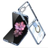 Elfia Samsung Galaxy Z Flip 7 Fe ile Uyumlu Kılıfı Şeffaf Yüzük Standlı Kamera Lens Korumalı Sert Silikon İnce Kapak Kıpta Mavi