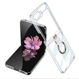 Elfia Samsung Galaxy Z Flip 7 Fe ile Uyumlu Kılıfı Şeffaf Yüzük Standlı Kamera Lens Korumalı Sert Silikon İnce Kapak Kıpta Şeffaf Kamera Korumalı
