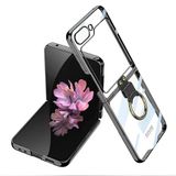 Elfia Samsung Galaxy Z Flip 7 Fe ile Uyumlu Kılıfı Şeffaf Yüzük Standlı Kamera Lens Korumalı Sert Silikon İnce Kapak Kıpta Siyah