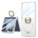 Elfia Samsung Galaxy Z Flip 7 ile Uyumlu Kılıfı Kamera Lens Korumalı Yüzük Standlı Mat Renkli Sert Silikon Kapak Kıpta Kıpta Gümüş