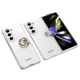 Elfia Samsung Galaxy Z Fold 5 ile Uyumlu Kılıfı Yüzük Standlı Kamera Lens Korumalı Sert Silikon İnce Kapak Kıpta Gümüş