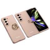 Elfia Samsung Galaxy Z Fold 5 ile Uyumlu Kılıfı Yüzük Standlı Kamera Lens Korumalı Sert Silikon İnce Kapak Kıpta Rose Gold