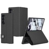 Elfia Samsung Galaxy Z Fold 6 ile Uyumlu Kılıfı Kartlıklı Karbon Fiber Tasarımlı Stand Olabilen Kamera Lens Korumalı Mıknatıs Tokalı İnce Kapak Zegna Kıpta Siyah