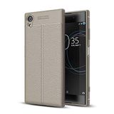 Elfia Sony Xperia XA1 Plus ile Uyumlu Kılıf Silikon Yumuşak Kamera Lens Korumalı Mat Renkli Deri Görünümlü Auto Focus İnce Kapak Gri