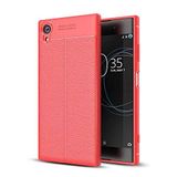 Elfia Sony Xperia XA1 Plus ile Uyumlu Kılıf Silikon Yumuşak Kamera Lens Korumalı Mat Renkli Deri Görünümlü Auto Focus İnce Kapak Kırmızı