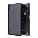 Elfia Sony Xperia XA1 Plus ile Uyumlu Kılıf Silikon Yumuşak Kamera Lens Korumalı Mat Renkli Deri Görünümlü Auto Focus İnce Kapak Lacivert