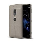 Elfia Sony Xperia XZ2 ile Uyumlu Kılıf Silikon Yumuşak Kamera Lens Korumalı Mat Renkli Deri Görünümlü Auto Focus İnce Kapak Gri