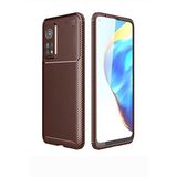 Elfia Xiaomi Mi 10T 5G ile Uyumlu Kılıf Silikon Karbon İnce Esnek Lens Korumalı Tarz Mat Parmak İzi Bırakmayan Kapak Negro Kahverengi
