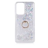 Elfia Xiaomi Mi 10T Pro 5G ile Uyumlu Kılıfı Silikon Şeffaf Simli Sıvılı Yüzüklü Standlı Kamera Lens ve Darbe Korumalı Kapak Milce Gümüş