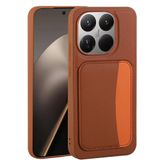 Elfia Xiaomi Mi 15T ile Uyumlu Kılıfı Kartlık Bölmeli Cüzdan Yumuşak Silikon Deri Görünüm Kamera Lens Korumalı Mat Renkli Kapak XKart Kahverengi