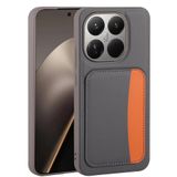 Elfia Xiaomi Mi 15T ile Uyumlu Kılıfı Kartlık Bölmeli Cüzdan Yumuşak Silikon Deri Görünüm Kamera Lens Korumalı Mat Renkli Kapak XKart Koyu Gri