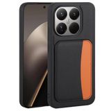 Elfia Xiaomi Mi 15T ile Uyumlu Kılıfı Kartlık Bölmeli Cüzdan Yumuşak Silikon Deri Görünüm Kamera Lens Korumalı Mat Renkli Kapak XKart Siyah