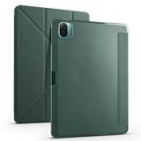 Elfia Xiaomi Pad 5 Pro ile Uyumlu Kılıf Silikon Yumuşak 4 Farklı Stand Olabilen Kalem Bölmeli Kapaklı Tablet Kılıfı Koyu Yeşil