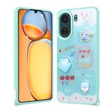 Elfia Xiaomi Poco C65 ile Uyumlu Kılıfı Simli Silikon Kabartma Figürlü Darbe ve Kamera Lens Korumalı Kapak Cezve Yeşil