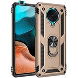 Elfia Xiaomi Poco F2 Pro ile Uyumlu Kılıf Silikon Araç Tutucu için Mıknatıslı Yüzüklü Standlı Darbe Korumalı Tank İnce Kapak Vega Altın