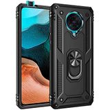 Elfia Xiaomi Poco F2 Pro ile Uyumlu Kılıf Silikon Araç Tutucu için Mıknatıslı Yüzüklü Standlı Darbe Korumalı Tank İnce Kapak Vega Siyah
