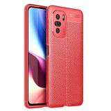 Elfia Xiaomi Poco F3 ile Uyumlu Silikon Deri Gör Auto Focus Kılıf, Kırmızı