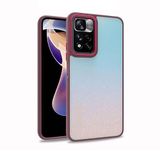 Elfia Xiaomi Poco M4 Pro 5G ile Uyumlu Şeffaf Kamera Korumalı Renkli Sert Silikon Kılıf, Kırmızı