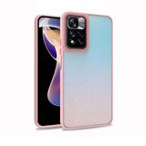 Elfia Xiaomi Poco M4 Pro 5G ile Uyumlu Şeffaf Kamera Korumalı Renkli Sert Silikon Kılıf, Rose Gold