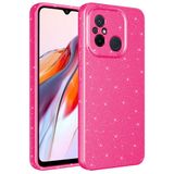 Elfia Xiaomi Redmi 12C ile Uyumlu Silikon Simli Kamera Korumalı Kılıf, Coton Pembe Koyu
