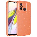 Elfia Xiaomi Redmi 12C ile Uyumlu Silikon Simli Kamera Korumalı Kılıf, Coton Turuncu