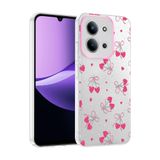 Elfia Xiaomi Redmi 15C ile Uyumlu Kılıfı Desenli Şeffaf Sert Silikon Kamera Lens Korumalı İnce Kapak Klip Kalpli Kiraz