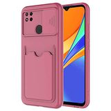 Elfia Xiaomi Redmi 9C ile Uyumlu Kılıf Silikon Kartlık Bölmeli Kamera Lens Korumalı İnce Mat Kapak Kartix Koyu Mor