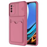 Elfia Xiaomi Redmi 9T ile Uyumlu Kılıf Silikon Kartlık Bölmeli Kamera Lens Korumalı İnce Mat Kapak Kartix Koyu Mor