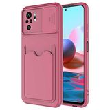 Elfia Xiaomi Redmi Note 10 ile Uyumlu Kılıf Silikon Kartlık Bölmeli Kamera Lens Korumalı İnce Mat Kapak Kartix Koyu Mor