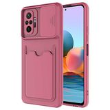 Elfia Xiaomi Redmi Note 10 Pro ile Uyumlu Kılıf Silikon Kartlık Bölmeli Kamera Lens Korumalı İnce Mat Kapak Kartix Koyu Mor