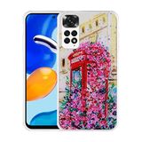 Elfia Xiaomi Redmi Note 11 Global ile Uyumlu Silikon Simli Kamera Korumalı Desenli Kılıf, Popy Kulübe