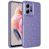 Elfia Xiaomi Redmi Note 12 4G ile Uyumlu Kılıf Parlak Simli Silikon Yumuşak Kamera Lens Korumalı Parmak İzi Bırakmayan İnce Mat Kapak Koton Mor