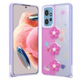 Elfia Xiaomi Redmi Note 12 4G ile Uyumlu Kılıfı Simli Silikon Kabartma Figürlü Darbe ve Kamera Lens Korumalı Kapak Cezve Mor Papatya