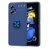 Elfia Xiaomi Redmi Note 12 5G ile Uyumlu Silikon Yüzük Standlı Mıknatıslı Kılıf, Ravel Mavi