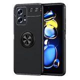 Elfia Xiaomi Redmi Note 12 5G ile Uyumlu Silikon Yüzük Standlı Mıknatıslı Kılıf, Ravel Siyah