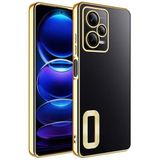 Elfia Xiaomi Redmi Note 12 Pro 5G ile Uyumlu Şeffaf Silikon Kamera Korumalı Kılıf, Omega Gold