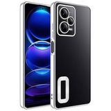 Elfia Xiaomi Redmi Note 12 Pro 5G ile Uyumlu Şeffaf Silikon Kamera Korumalı Kılıf, Omega Gümüş