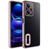 Elfia Xiaomi Redmi Note 12 Pro 5G ile Uyumlu Şeffaf Silikon Kamera Korumalı Kılıf, Omega Rose Gold