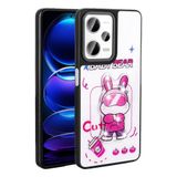 Elfia Xiaomi Redmi Note 12 Pro Plus 5G ile Uyumlu Kamera Lens Korumalı Parlak Kabartma Desen Figürlü Silikon Kılıf, Amas Beyaz