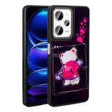 Elfia Xiaomi Redmi Note 12 Pro Plus 5G ile Uyumlu Kamera Lens Korumalı Parlak Kabartma Desen Figürlü Silikon Kılıf, Amas Siyah