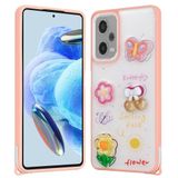 Elfia Xiaomi Redmi Note 12 Pro Plus 5G ile Uyumlu Kılıfı Simli Silikon Kabartma Figürlü Darbe ve Kamera Lens Korumalı Kapak Cezve Pembe