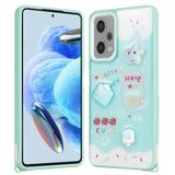 Elfia Xiaomi Redmi Note 12 Pro Plus 5G ile Uyumlu Kılıfı Simli Silikon Kabartma Figürlü Darbe ve Kamera Lens Korumalı Kapak Cezve Yeşil